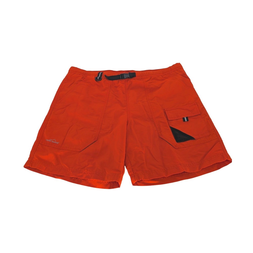 Eddie Bauer Sport Swim Trunks Mens L Orange UPF 50 Fast Dry‎ Cargo Board Shorts